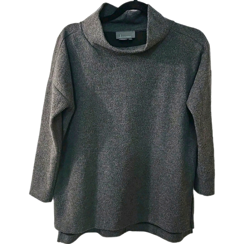 Anthropologie Womens‎ Charcoal Cowl Neck Knit Hi-Lo Theresa Tunic Oversize  XS